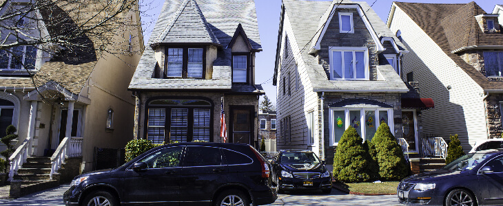 Queens neighborhood with an array of classic skinny houses