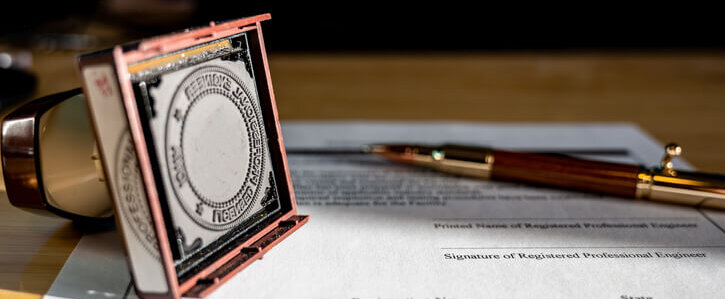 Stamp with professional license documents