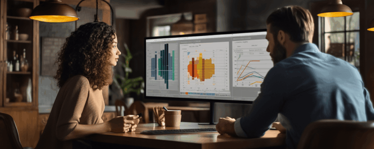 Couple sitting in front of their investment screen